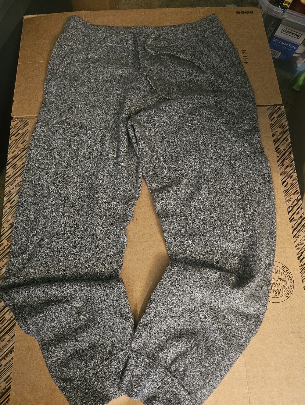 GAP Women's Merino Wool Blend Marled Gray Knit Jogger Size L Drawstring Pockets